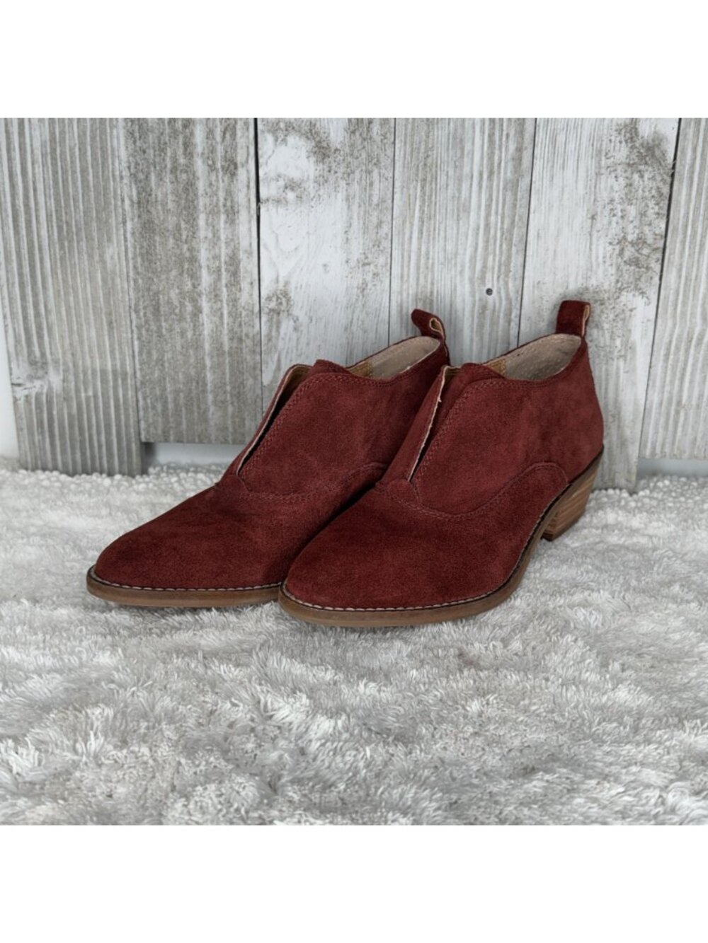 Lucky Brand Fimberly Suede Ankle Boots Booties Size 6 / 36 - Picture 2 of 11
